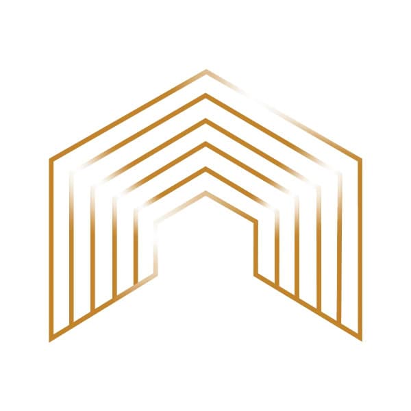 Simbolo di protezione con linee geometriche dorate che rappresentano i principi di salvaguardia e le misure di sicurezza nelle organizzazioni.